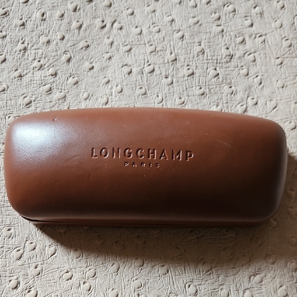 Longchamp Tan Leather Glasses Case